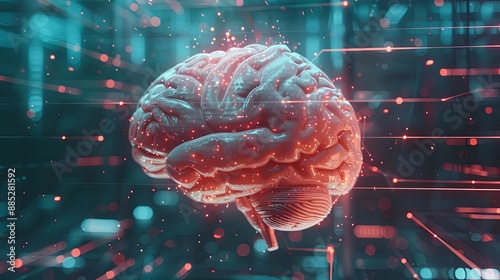 brain combined with artificial intelligence concept technology