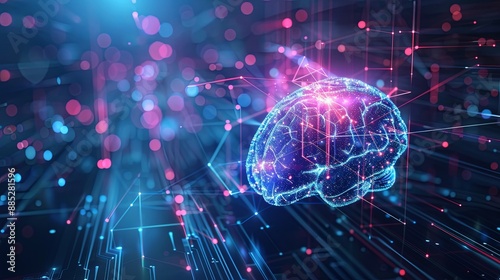 brain combined with artificial intelligence concept technology