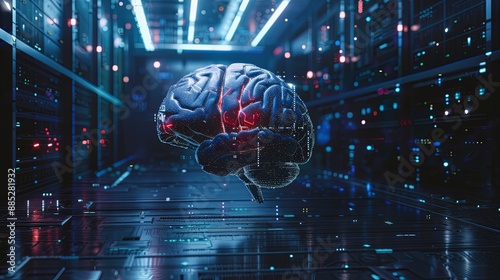 brain combined with artificial intelligence concept technology