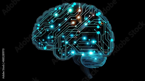 brain combined with artificial intelligence concept technology