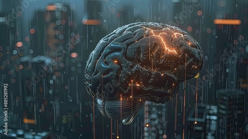 brain combined with artificial intelligence concept technology