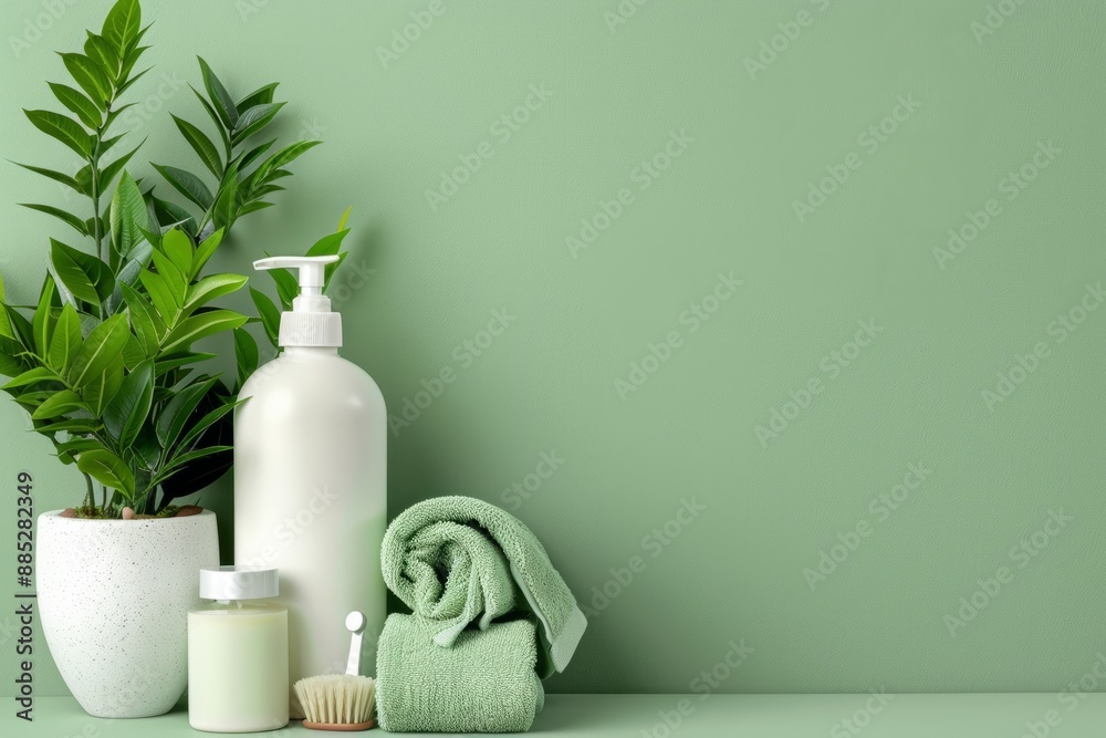 A simple banner in soft green tones with an emphasis on skin care creams.
A simple banner in soft green tones with an emphasis on skin care creams.