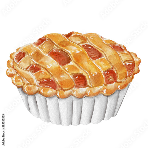 watercolor paint bakery pie apple clip art illustration