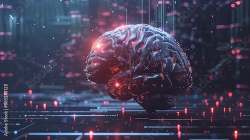 brain combined with artificial intelligence concept technology 