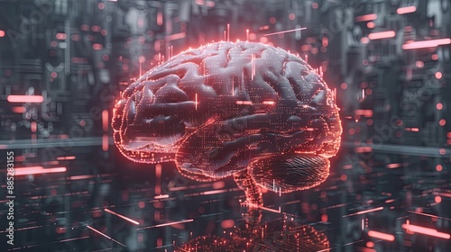 brain combined with artificial intelligence concept technology 