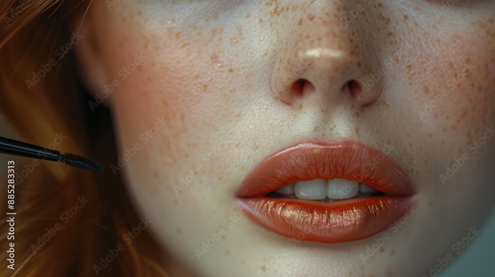 Fototapeta premium A female model with professional makeup on empty isolated background