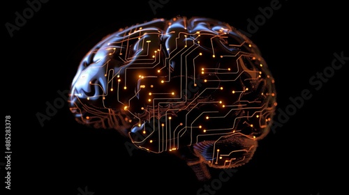 brain combined with artificial intelligence concept technology 