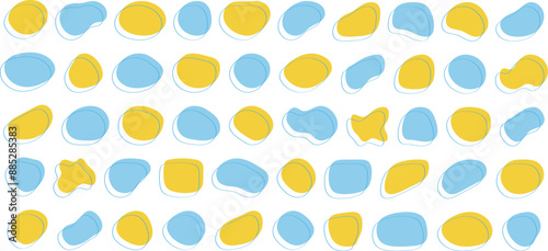 かわいい抽象的な流体シェイプの楕円フレーム　カラフル　Set of cute abstract shapes.Vector loose frame.Abstract Wave on Background. Vector Illustration.