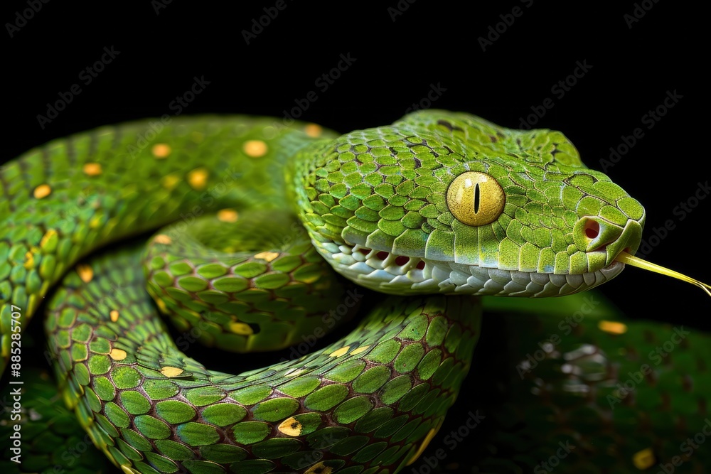 Green cat snake is a mildly venomous tree snake - generative ai Green cat snake is a mildly venomous tree snake - generative ai