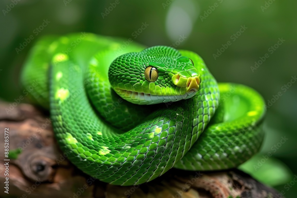 Green cat snake is a mildly venomous tree snake - generative ai Green cat snake is a mildly venomous tree snake - generative ai