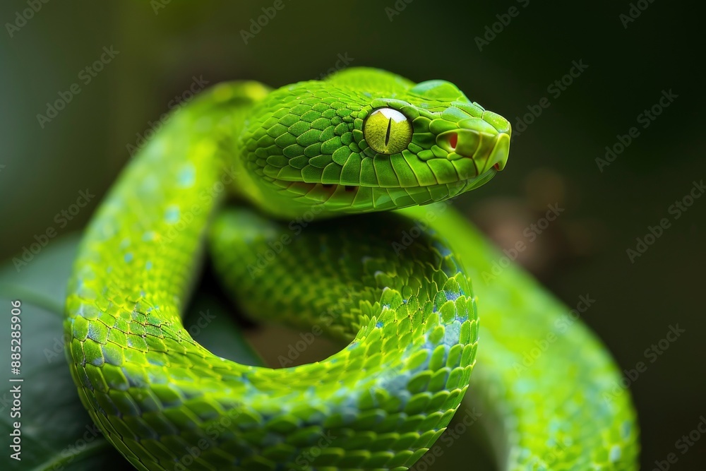 Green cat snake is a mildly venomous tree snake - generative ai Green cat snake is a mildly venomous tree snake - generative ai