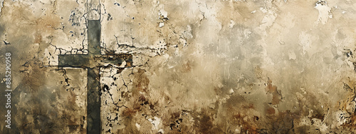 Texture of the wall with Christian crosses. Christian cross pattern. Aged crosses background. Church religious background.