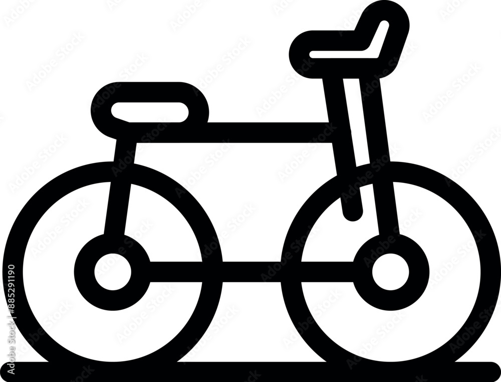 Simple line art icon of a bicycle standing on a surface, emphasizing the concept of cycling and transportation Simple line art icon of a bicycle standing on a surface, emphasizing the concept of cycling and transportation