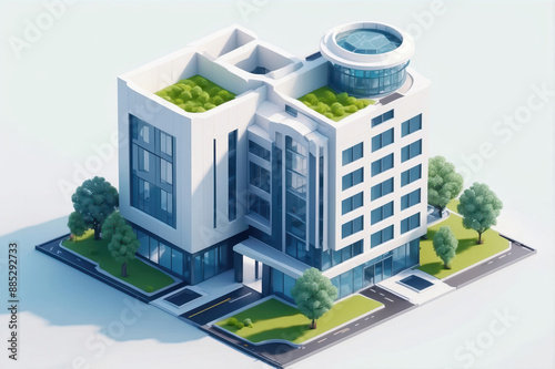 isometric icon design of office building 