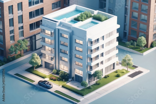 isometric icon design of residential building 