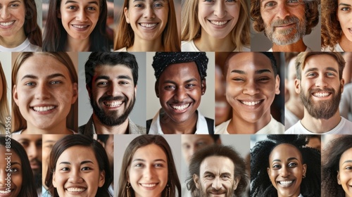 Diverse Smiles: A Collage of Happy Faces © lemoncraft