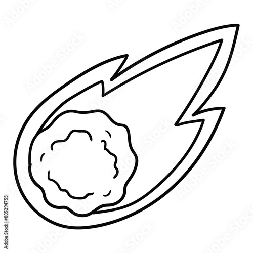 Hand drawn doodle meteorite on white background.