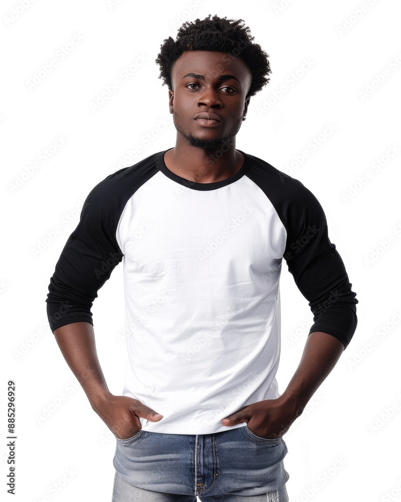 black male model with hands in pockets raglan shirt black male model with hands in pockets raglan shirt