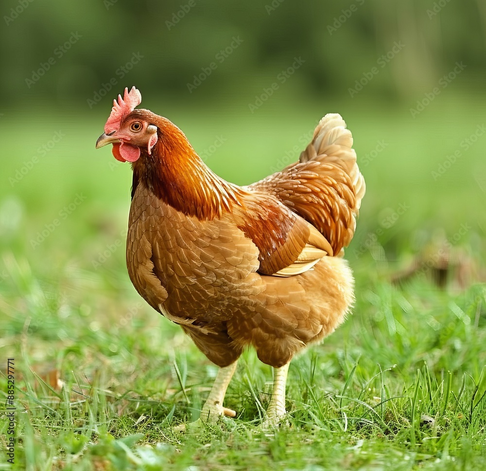 Fototapeta premium Brown chicken hen standing in white background