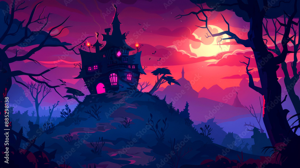 illustration art of halloween house of witcher illustration art of halloween house of witcher