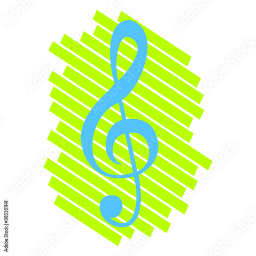Music Clef Note Cool Lines Stripes Pattern Colorful French Violin Treble Musical Instrument Sound Love Icon Symbol Design