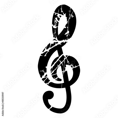 Music Clef Note Grunge Vintage Used Look Retro French Violin Treble Musical Instrument Sound Love Icon Symbol Design