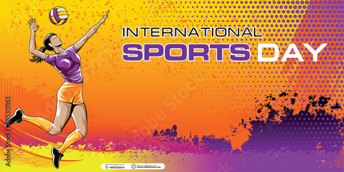 Volleyball Sports Background Vector. International Sports Day Illustration. Graphic Design for the decoration of gift certificates, banners, and flyer
