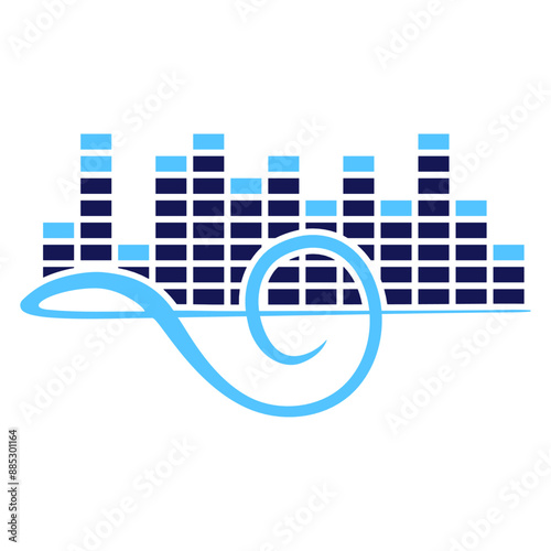 Music Production Studio Clef Note French Waveform Equalizer Sound Track Mixing Bars Recording Audio Visualization Violin Treble Musical Instrument Sound Signal Love Icon Symbol Design