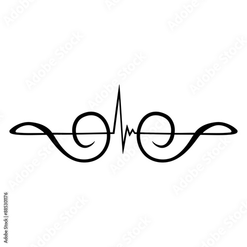 2 Music Clef Note Pulse Heartbeat Frequency ECG Two Mirrored French Violin Treble Musical Instrument Sound Love Icon Symbol Design