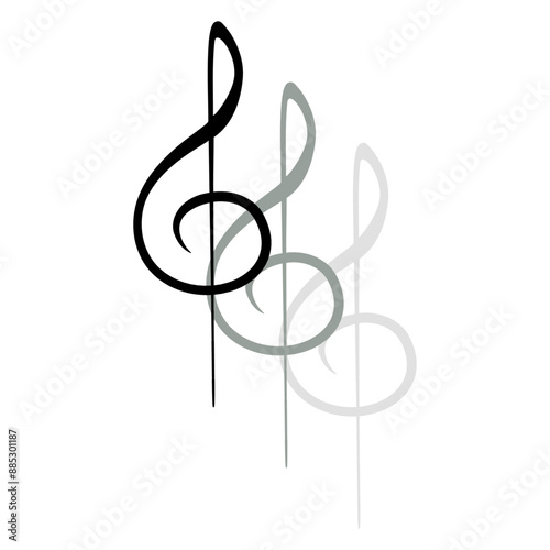3 Music Clef Note Three French Violin Treble Musical Instrument Sound Love Icon Symbol Design