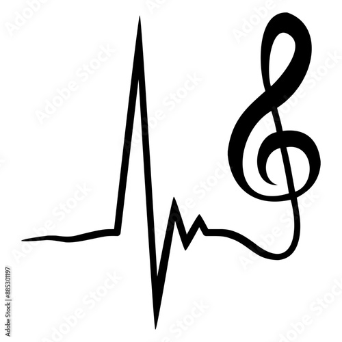 Music Clef Note Pulse Heartbeat Frequency ECG French Violin Treble Musical Instrument Sound Love Icon Symbol Design