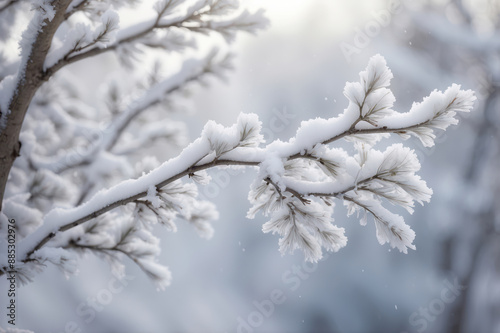 snow covered branches in the winter