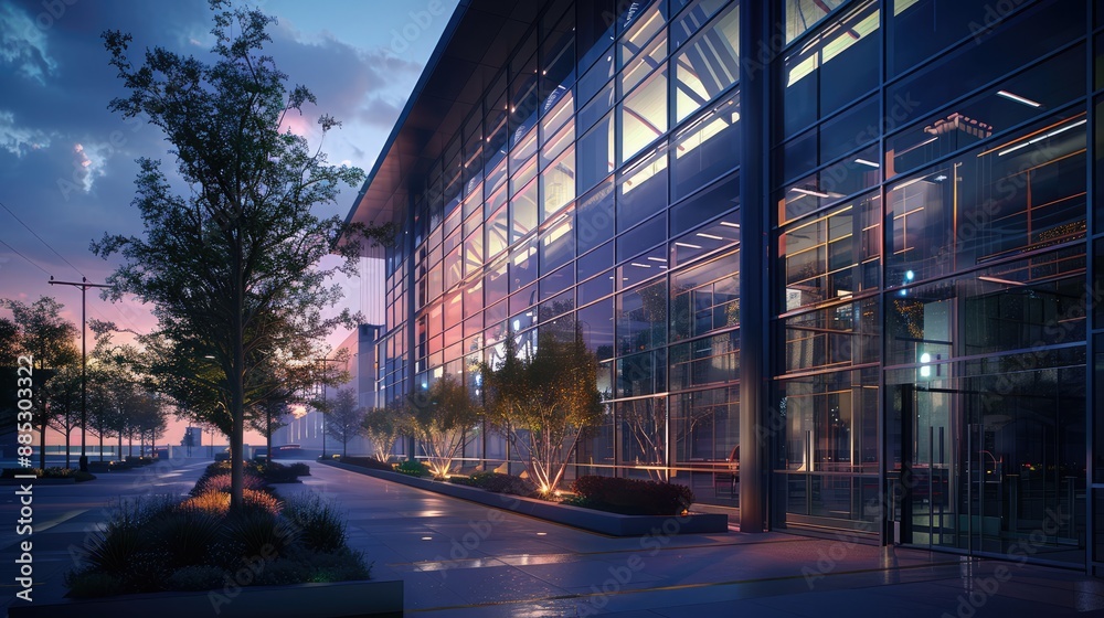 High-tech convention center in an urban setting