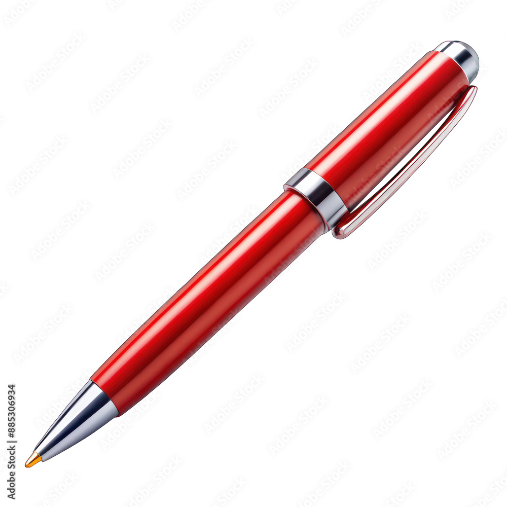 Red ballpoint pen isolated on transparent background Red ballpoint pen isolated on transparent background