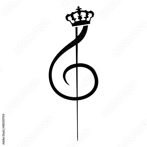 Crown Music Clef Note King Queen Prince Princess Royal French Violin Treble Musical Instrument Sound Love Icon Symbol Design