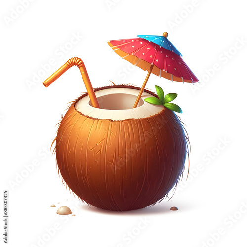 Fresh Tropical Coconut Natural Exotic Fruit for Summer and Health Benefits photo