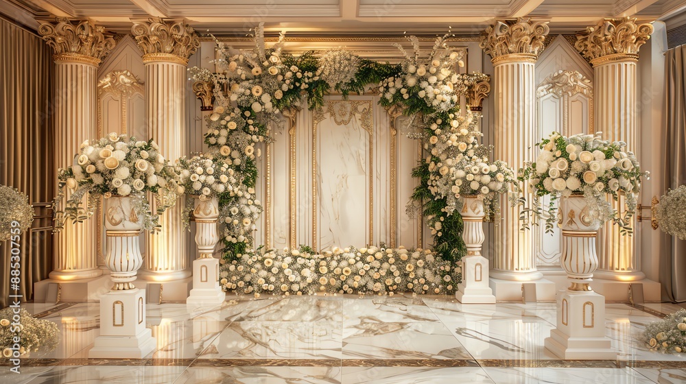 White Floral Wedding Archway Decor. White Floral Wedding Archway Decor.
