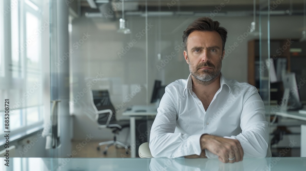 Confident Businessman in Modern Office Setting Confident Businessman in Modern Office Setting