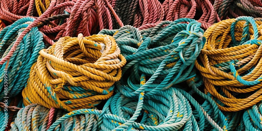 several colorful ropes photographed from above several colorful ropes photographed from above