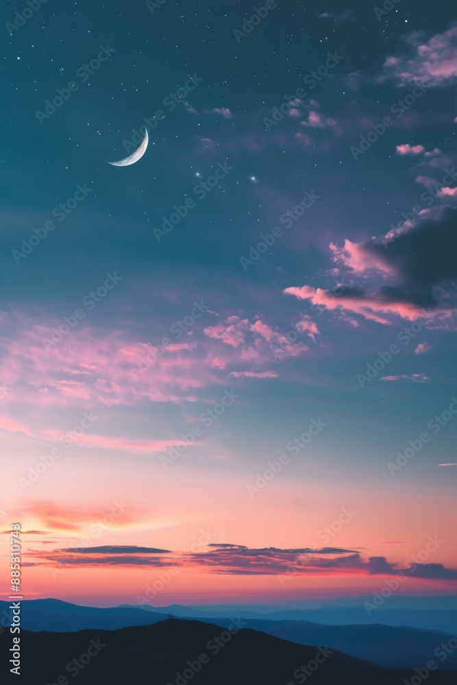 A celestial night sky in soft pastel colors showcasing minimalist design AI genrated illustration A celestial night sky in soft pastel colors showcasing minimalist design AI genrated illustration