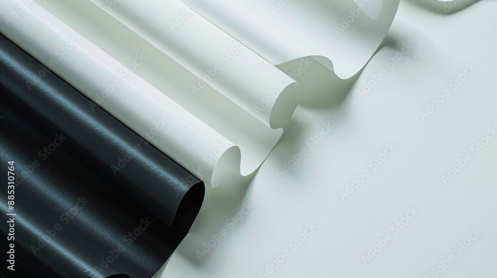 abstract background with copy space of black and white paper roll abstract background with copy space of black and white paper roll