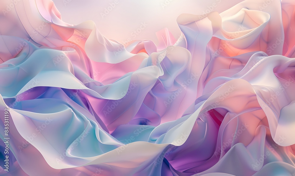 A delicate, translucent fabric flowing ethereally. Soft, vibrant and airy, it creates a dreamy, surreal painting.