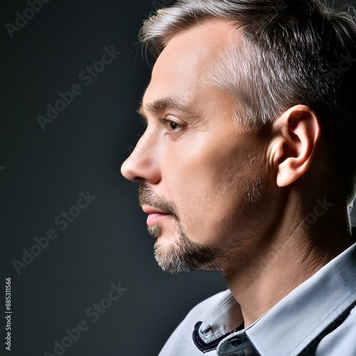 Obraz na płótnie side profile of a middle aged man w salonie