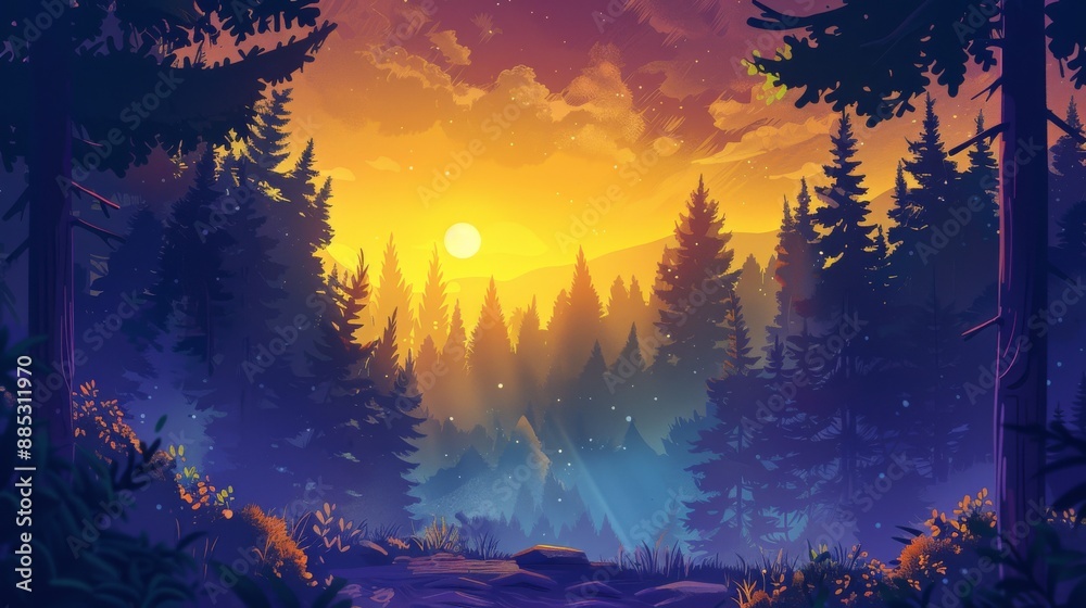 Fototapeta premium Sunset in the Forest