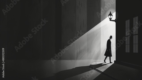 A clean and simple depiction of a film noir scene  AI genrated illustration