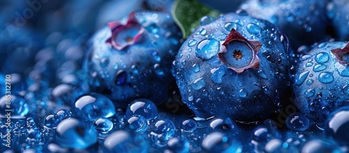 Close-Up of Blueberries Covered in Dew Drops