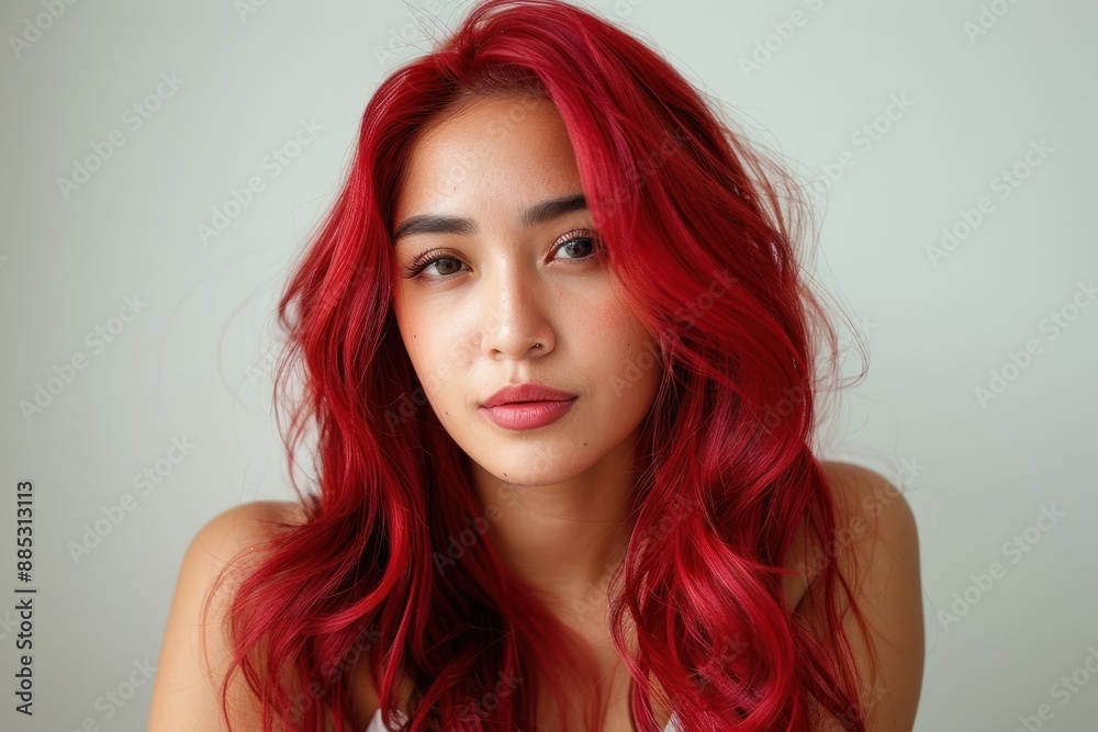 pretty woman red color hair with plain white background pretty woman red color hair with plain white background