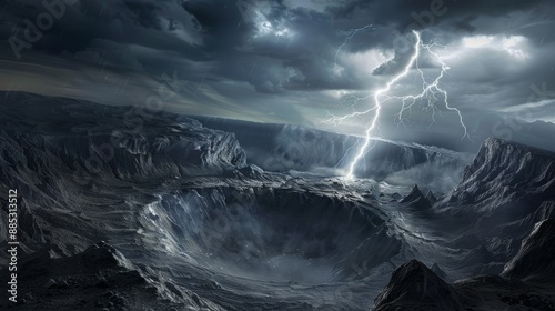 Lightning Storm Over Mountainous Landscape