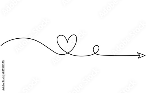 Abstract hearts with heart as continuous line drawing on white background. Vector, heart line, Continuous Heart Vector Illustration, One Line Art Love Symbol, Two hearts continuous one line drawing.