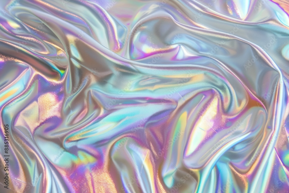 Fototapeta premium silver holographic iridescent satin foil background